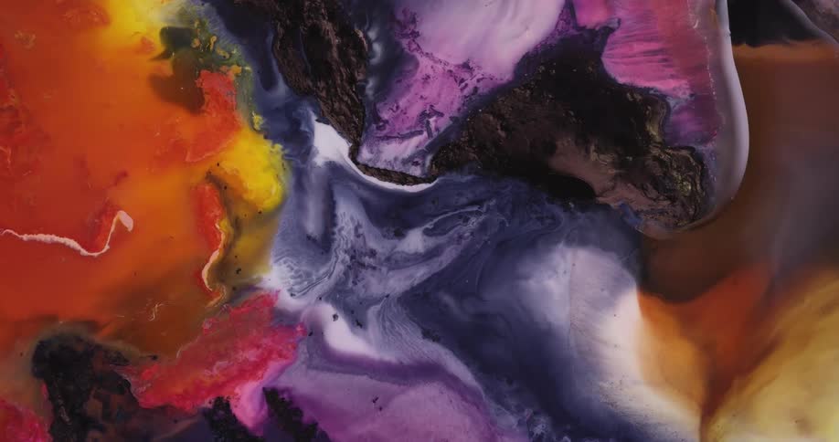 Colorful texture slowly expands as it floats