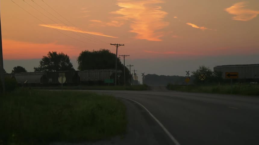 A country road at sunset