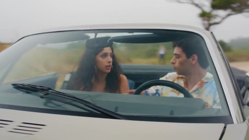 Couple argues while driving on dirt road and gets out of the car