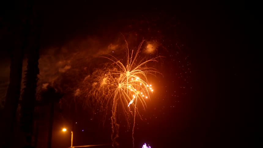 Fireworks set off in the sky at night