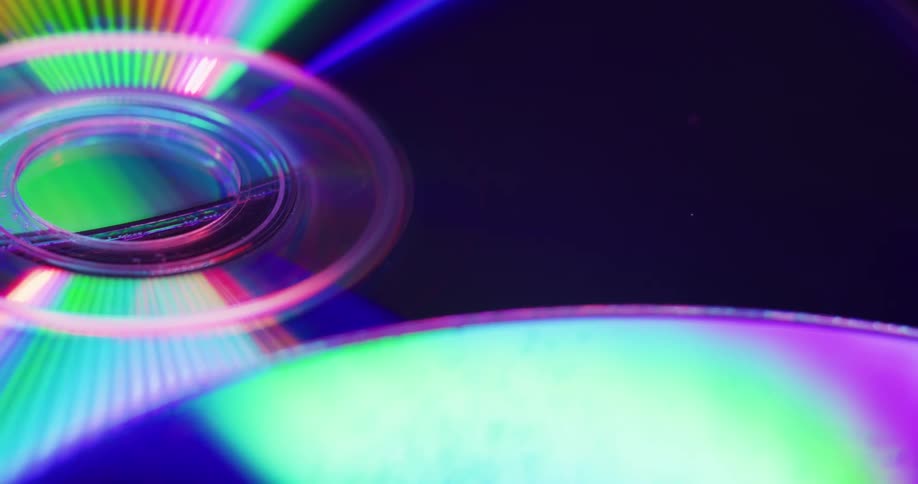 Compact disks are reflecting colorful lights