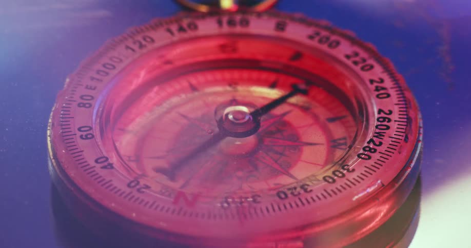 Compass finds direction with a needle moving underwater