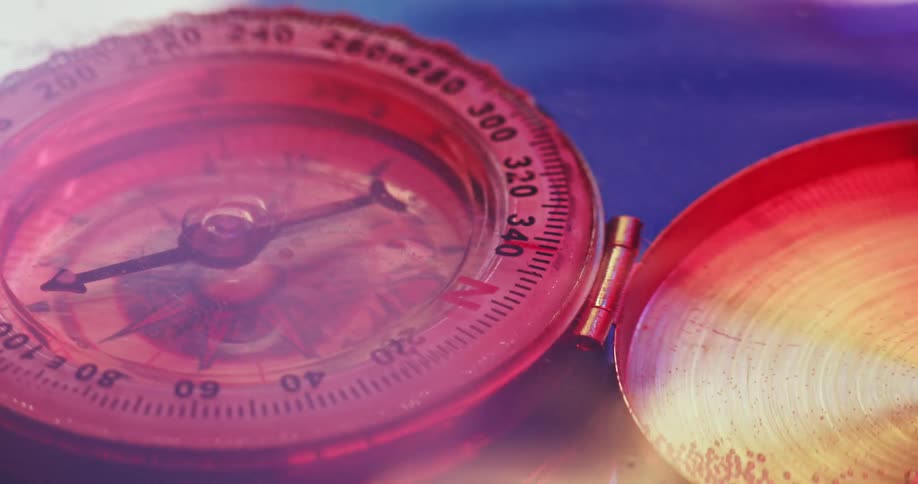 A compass is under rippling water