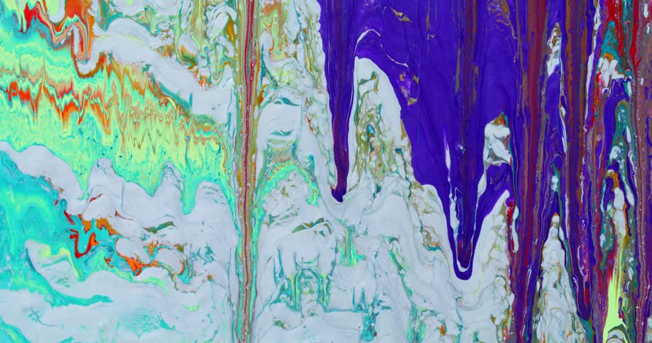 Paint drips down existing layers of paint