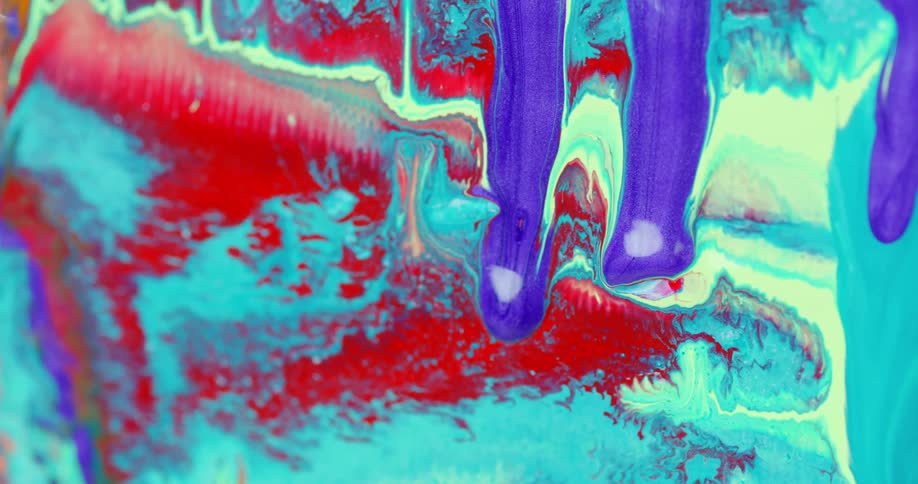 Abstract footage of paint dripping down art work
