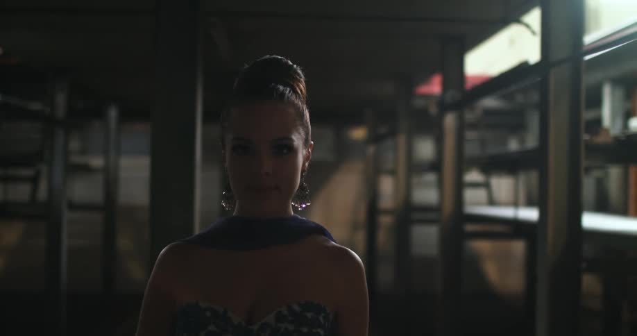 A portrait of a woman in a room
