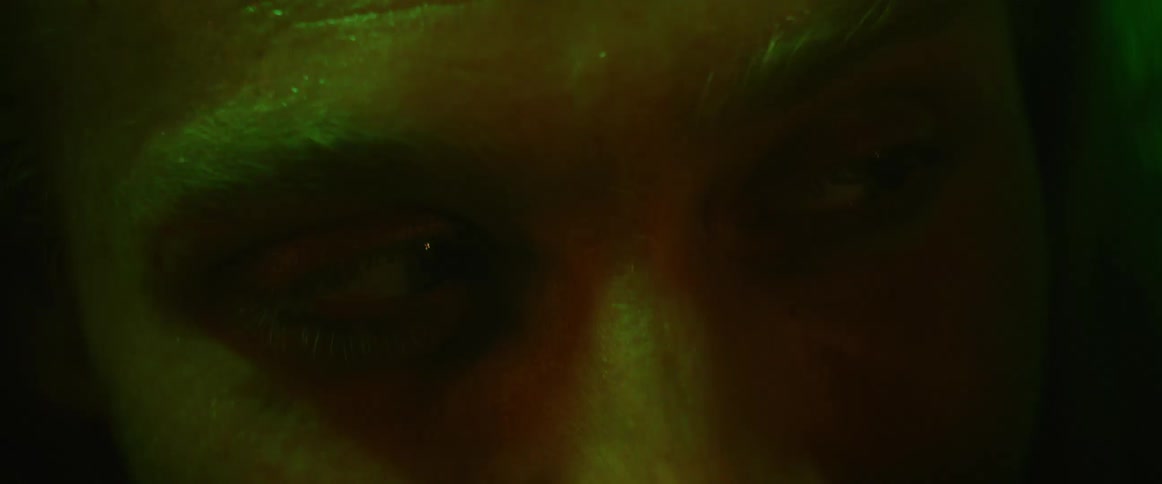 Close up view of a persons face is displayed