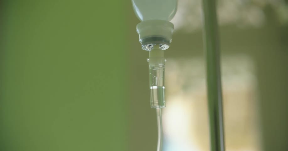 A close up of an IV drip