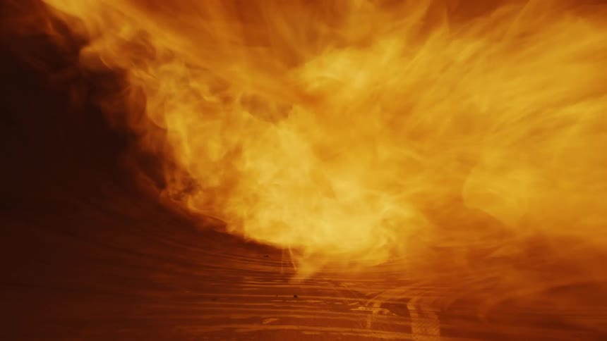 Flames and fire move through an oven furnace then fade