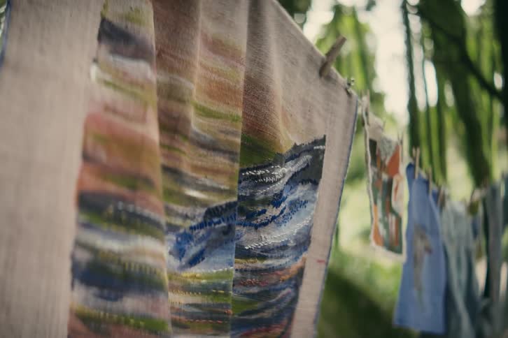 Sheets hang on the line