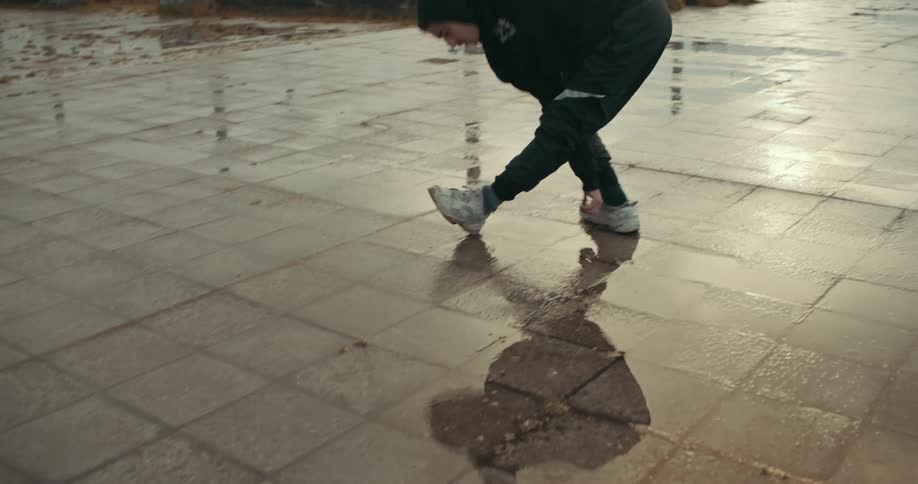 A person dancing outdoors