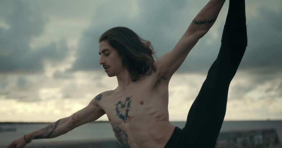 A man stretching outdoors