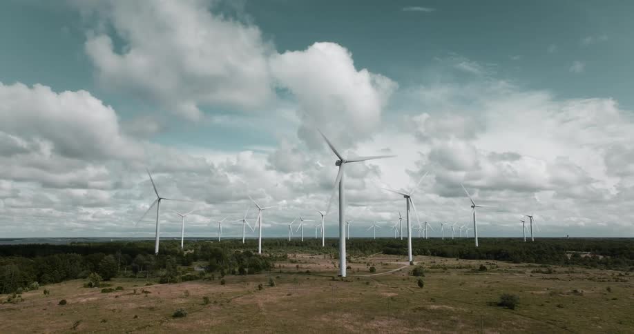 Wind turbines on a wind farm