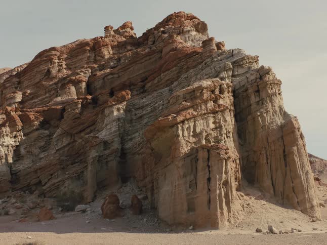 Natural mountain rock formations in the desert under a clear sky