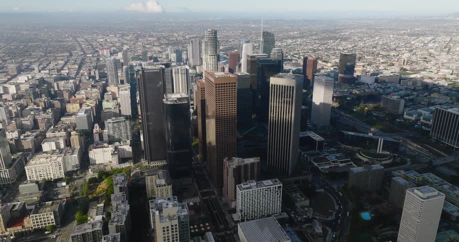 Los angeles city buildings with rooftops stretched out to the horizon