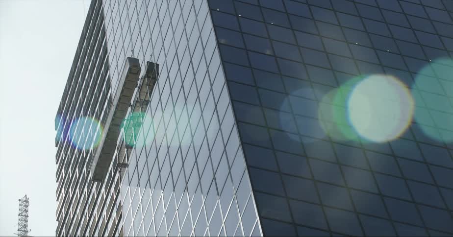 Sun is reflecting on the building windows