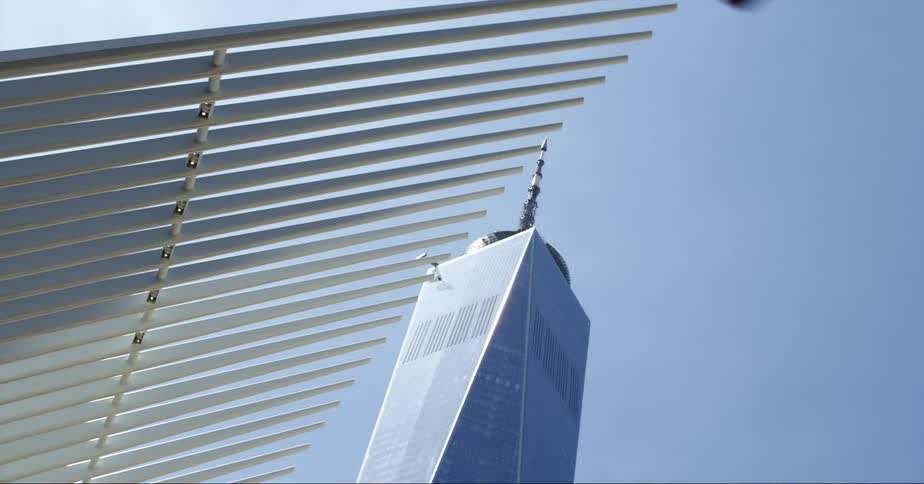 Twisting footage of the new york world trade center transportation hub