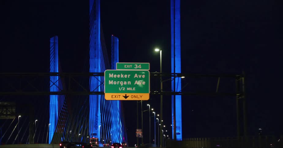 Cars driving across a bridge