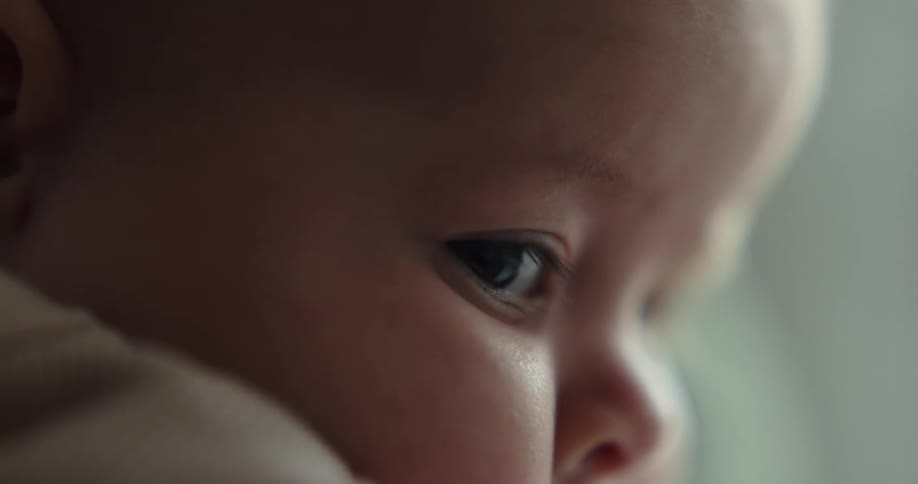 Close up of the eyes of a newborn baby