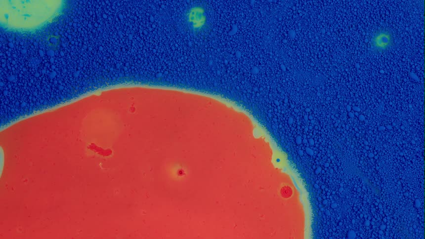 Close up view of paint colors are displayed