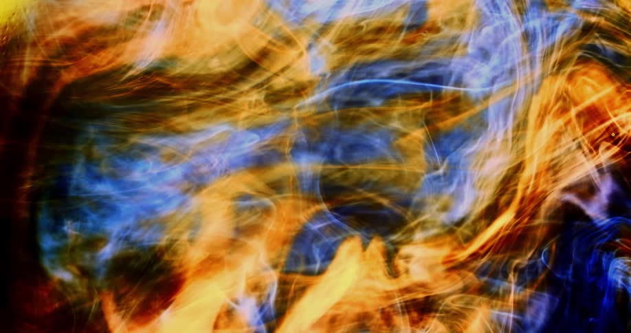 Blue and gold lines swirl together against a black background