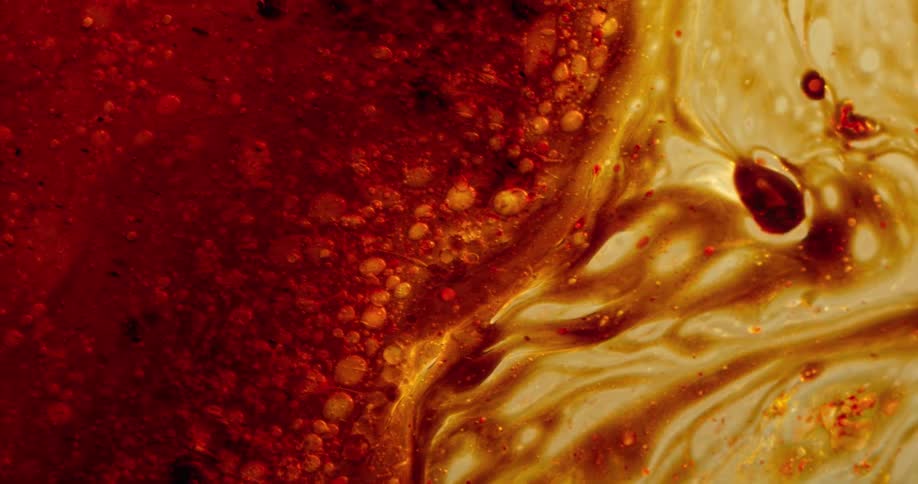 Close up view of lava and embers is displayed