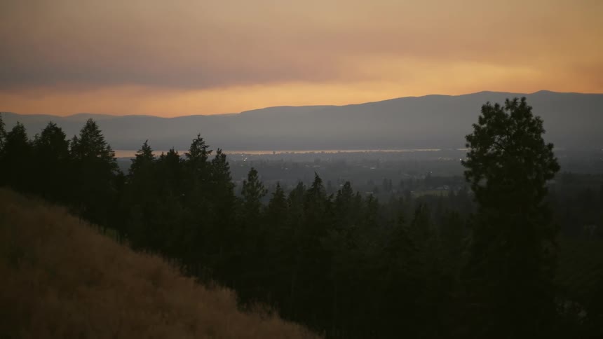 The sun is setting in the horizon during the spring
