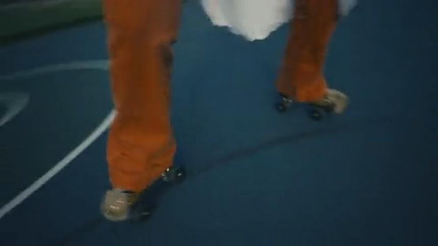 A person is skating in the park