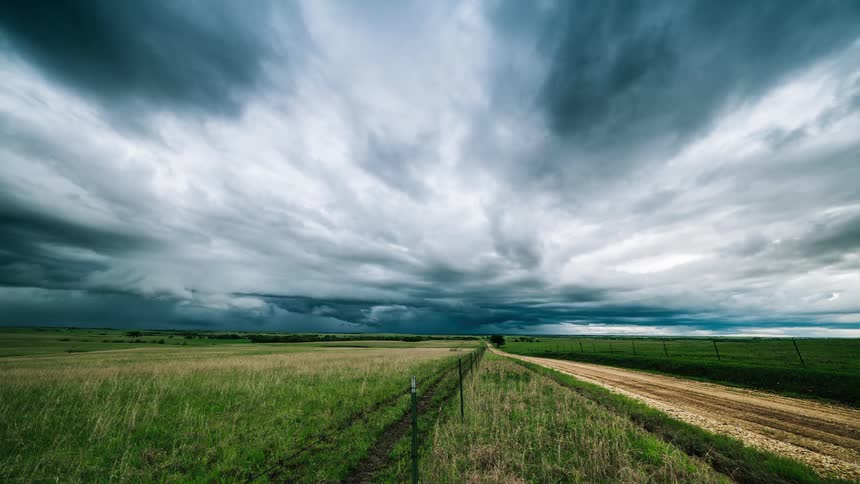 A view of storm clouds over a field