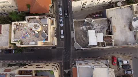 Aerial view of building rooftops