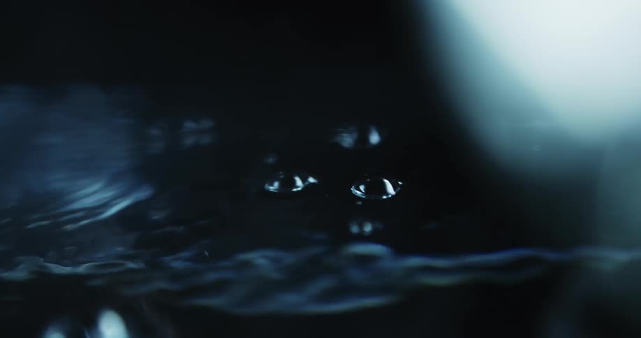 Close up of tiny air bubbles rising to the water surface