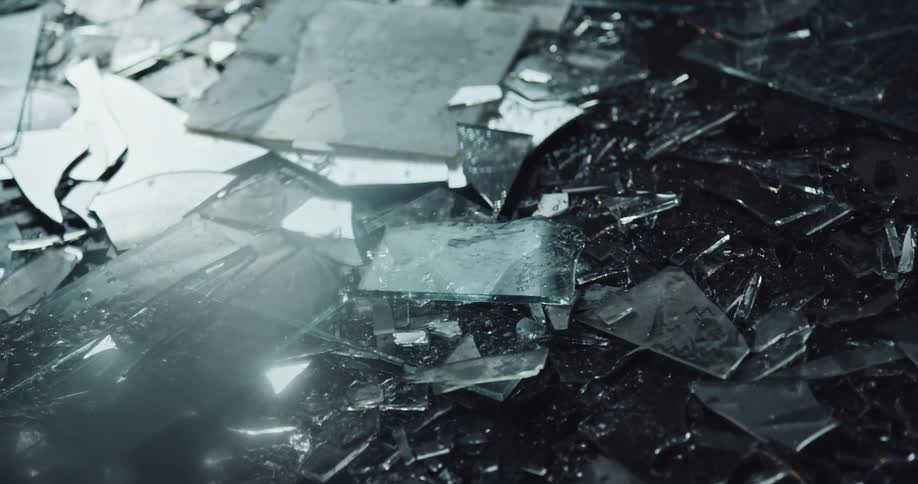 Street is littered with fragments of broken glass