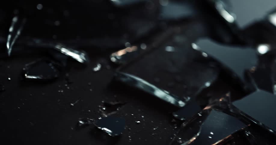 Broken and shattered glass