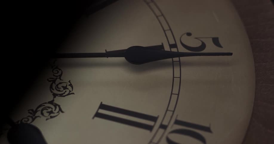 Close up view of a clock is displayed