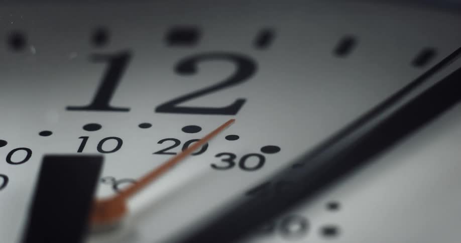 Extreme close up of the hands moving over the numbers on the face of an analog clock