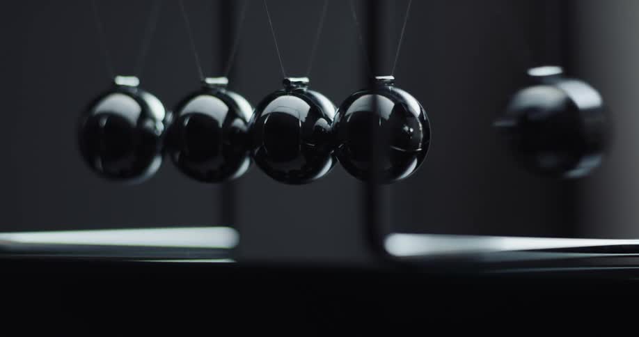 Pendulum balls are hitting and swinging back and forth
