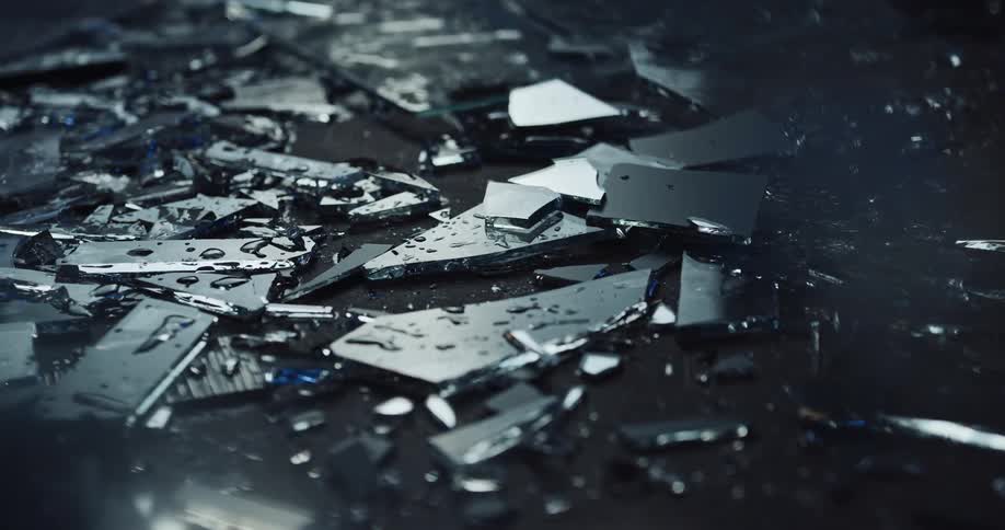 Street is littered with fragments of broken glass at crime scene