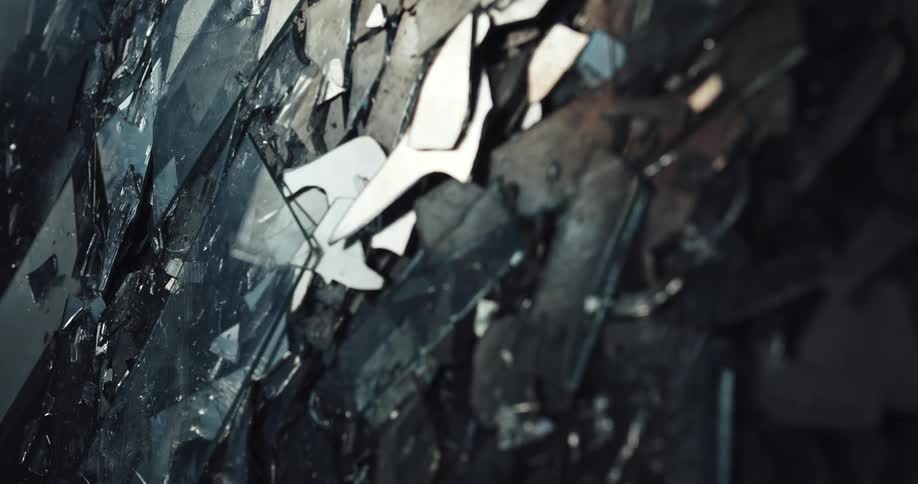 Shattered glass on the ground