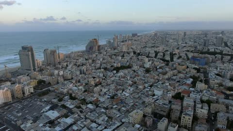 A dense city near a beach