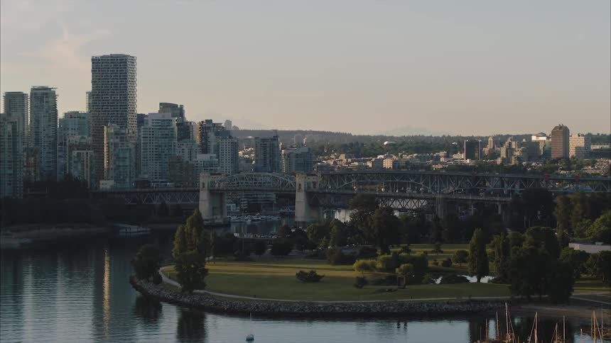 Aerial view of Granville Bridge and False Creek by Vancouver