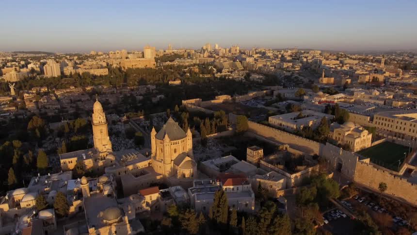 Aerial view of city buildings