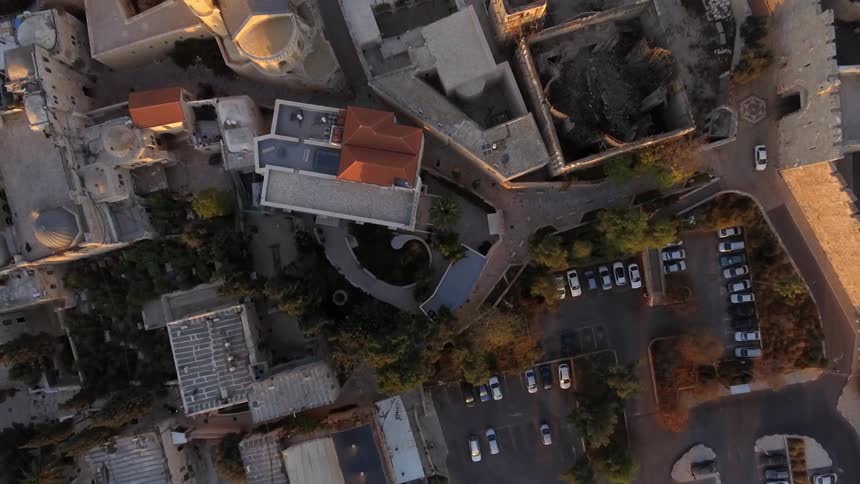 Aerial view of city buildings and streets