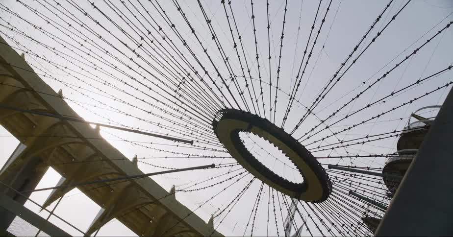 Structure near the world expo observatory towers in new york at evening