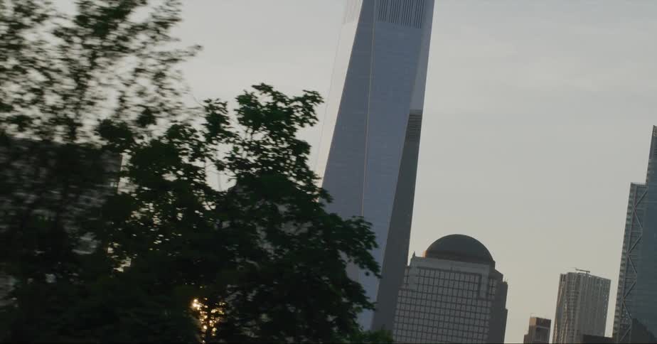 High rise buildings with skyscraper against the sky in the city at dusk