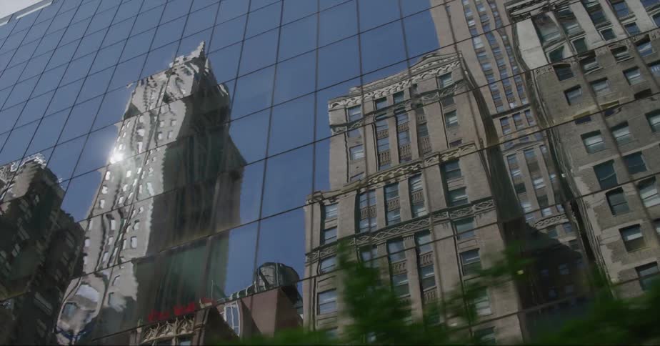 The side of the building is reflective