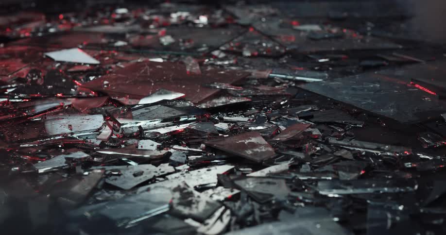 Broken glass is all over the ground