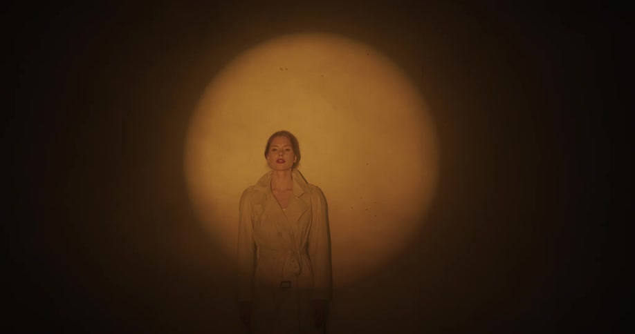 A performer stands in front of a spotlight