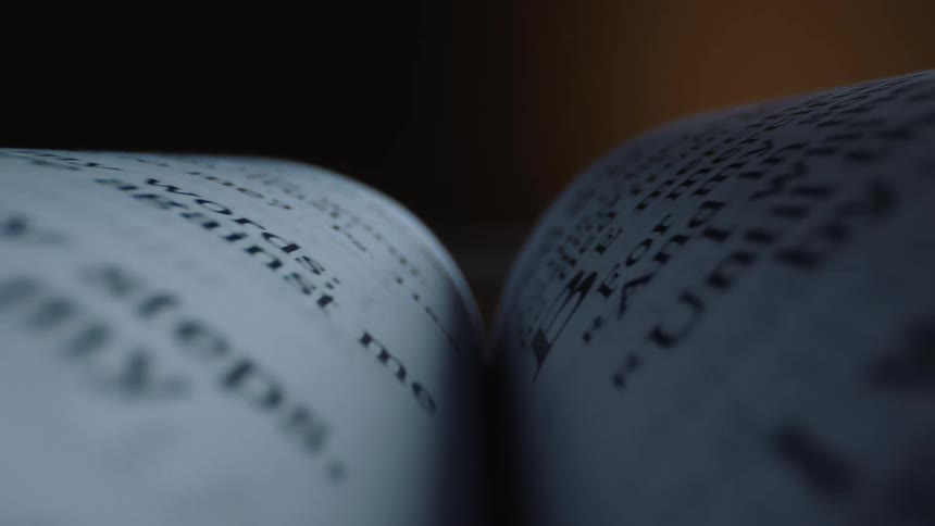 A close view of text on pages in a book