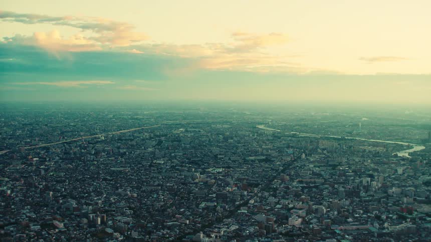 An aerial view of a city