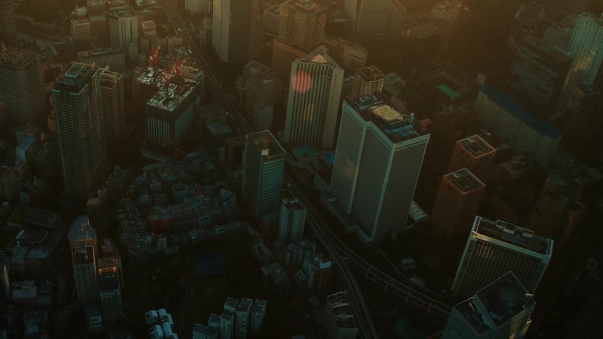 High rise office buildings in a city